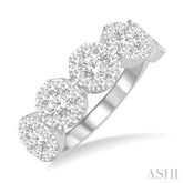 1 1/2 Ctw 5-Stone Lovebright Round Cut Diamond Ring in 14K White Gold